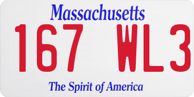 MA license plate 167WL3