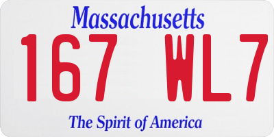 MA license plate 167WL7
