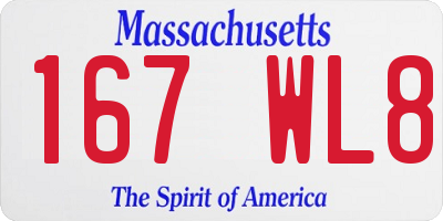 MA license plate 167WL8