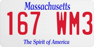 MA license plate 167WM3