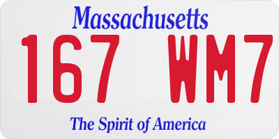 MA license plate 167WM7