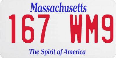 MA license plate 167WM9