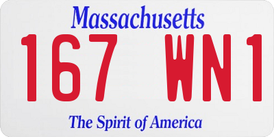 MA license plate 167WN1