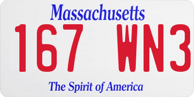 MA license plate 167WN3