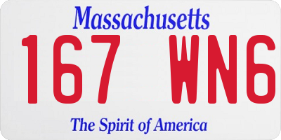 MA license plate 167WN6