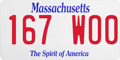 MA license plate 167WO0