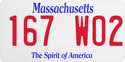 MA license plate 167WO2