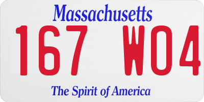 MA license plate 167WO4
