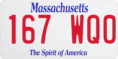 MA license plate 167WQ0