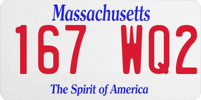 MA license plate 167WQ2