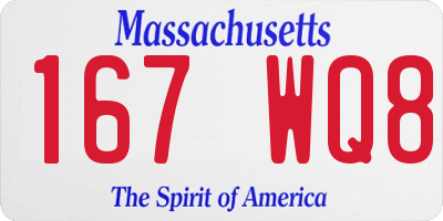 MA license plate 167WQ8