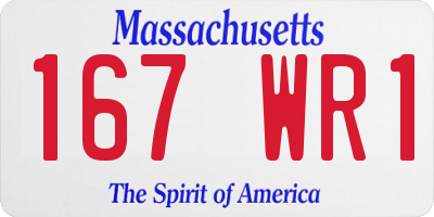 MA license plate 167WR1