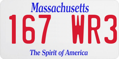 MA license plate 167WR3