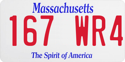 MA license plate 167WR4
