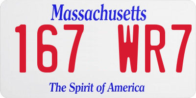 MA license plate 167WR7