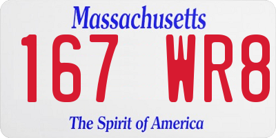 MA license plate 167WR8