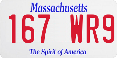 MA license plate 167WR9