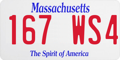 MA license plate 167WS4