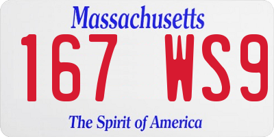 MA license plate 167WS9