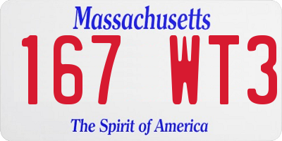 MA license plate 167WT3