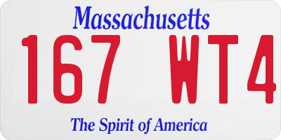 MA license plate 167WT4