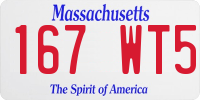MA license plate 167WT5