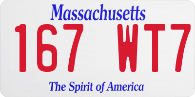 MA license plate 167WT7