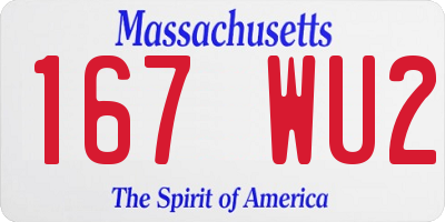 MA license plate 167WU2