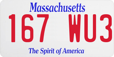 MA license plate 167WU3