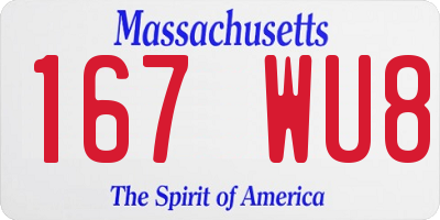 MA license plate 167WU8