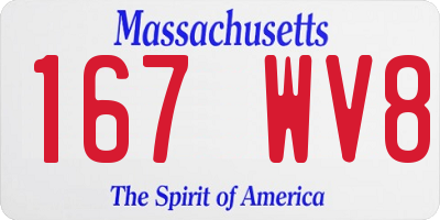 MA license plate 167WV8
