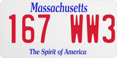 MA license plate 167WW3