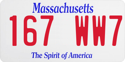 MA license plate 167WW7