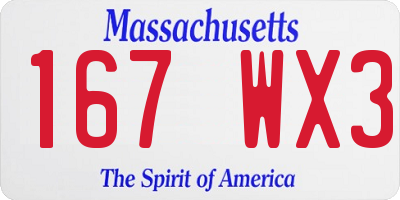 MA license plate 167WX3