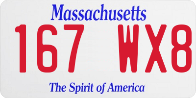 MA license plate 167WX8