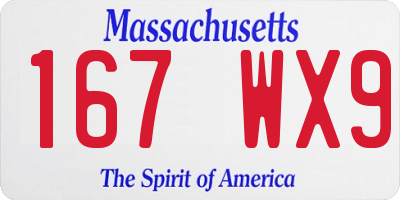 MA license plate 167WX9
