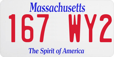 MA license plate 167WY2
