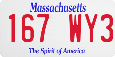 MA license plate 167WY3