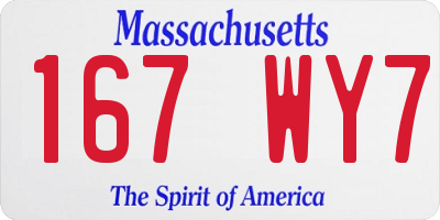 MA license plate 167WY7