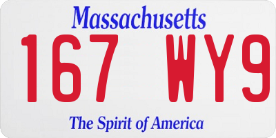 MA license plate 167WY9