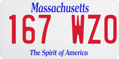 MA license plate 167WZ0