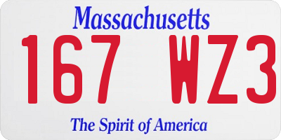 MA license plate 167WZ3