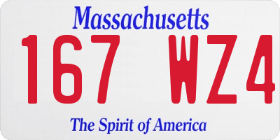 MA license plate 167WZ4