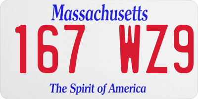 MA license plate 167WZ9