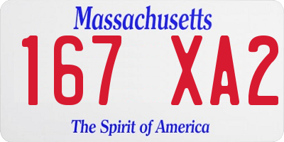 MA license plate 167XA2
