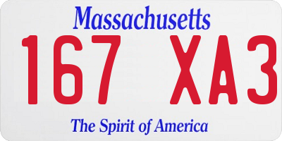 MA license plate 167XA3