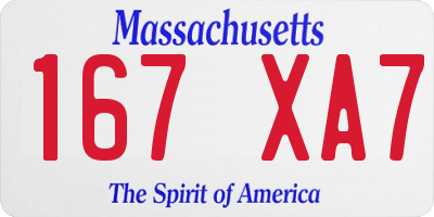 MA license plate 167XA7