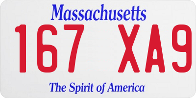 MA license plate 167XA9