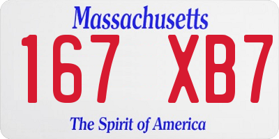 MA license plate 167XB7
