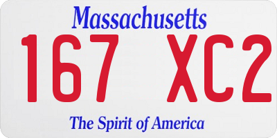 MA license plate 167XC2